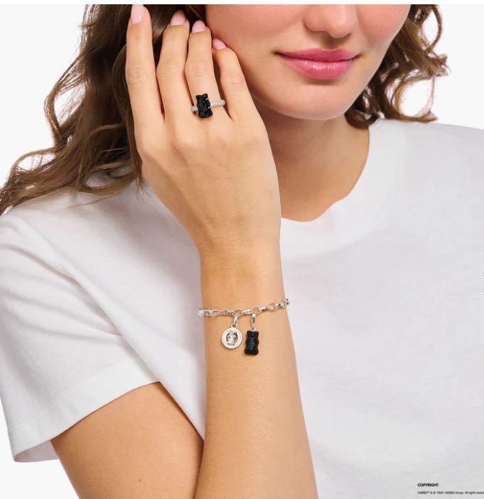 THOMAS SABO Silver Charm Pendant Black Gold Bear