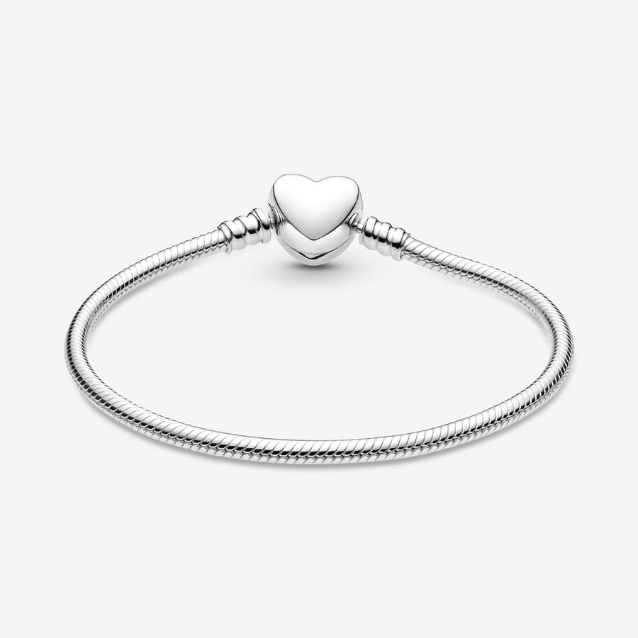 Pandora Moments Engravable Heart Clasp Snake Chain Bracelet