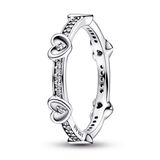 Hearts sterling silver ring with clear cubic zirconia