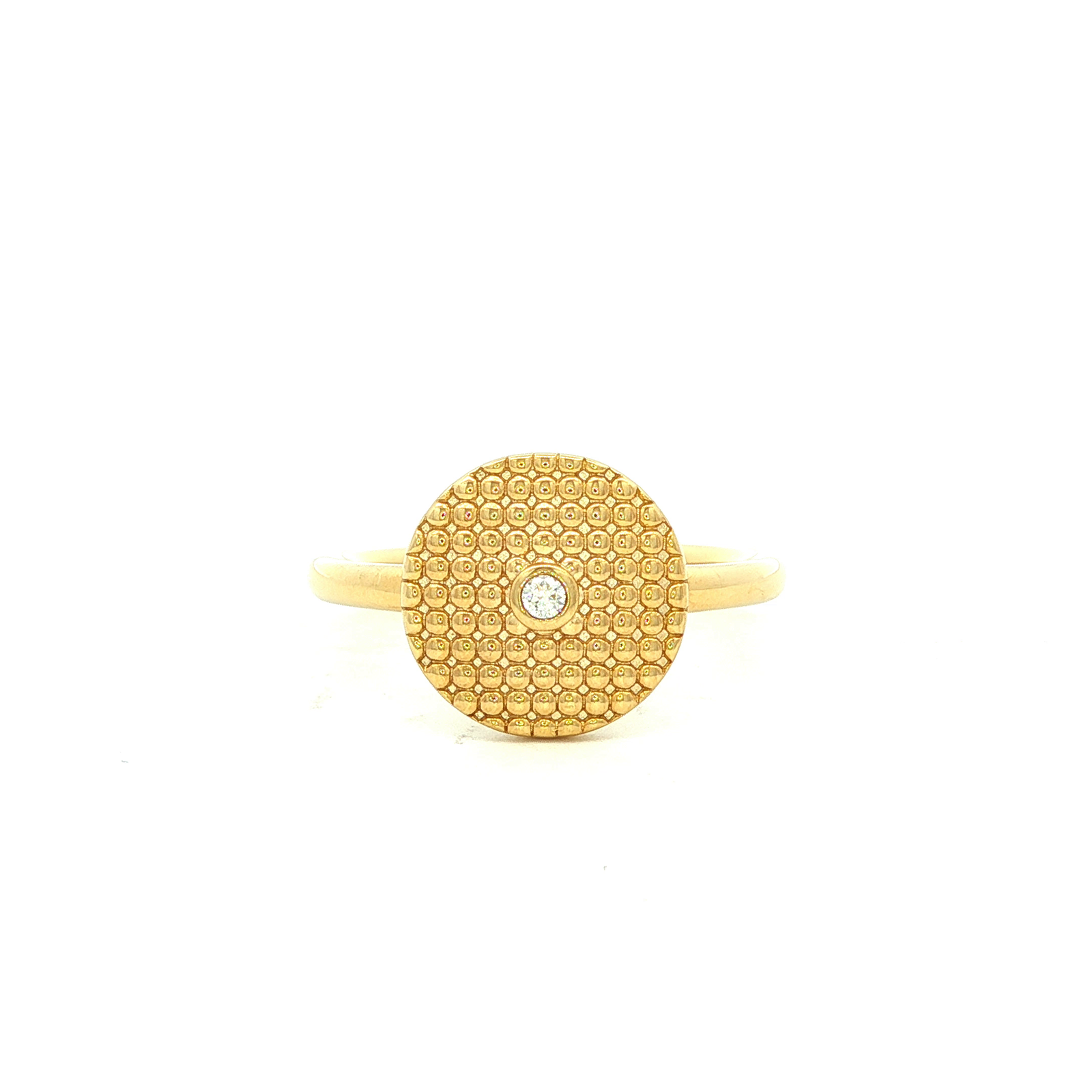 Textured Disc Dress Ring in Yellow Gold