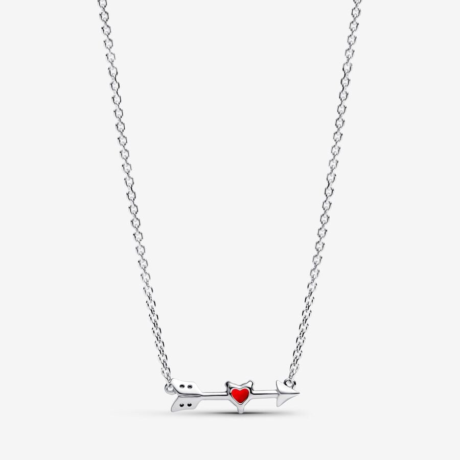 Arrow & Murano Glass Heart Necklace