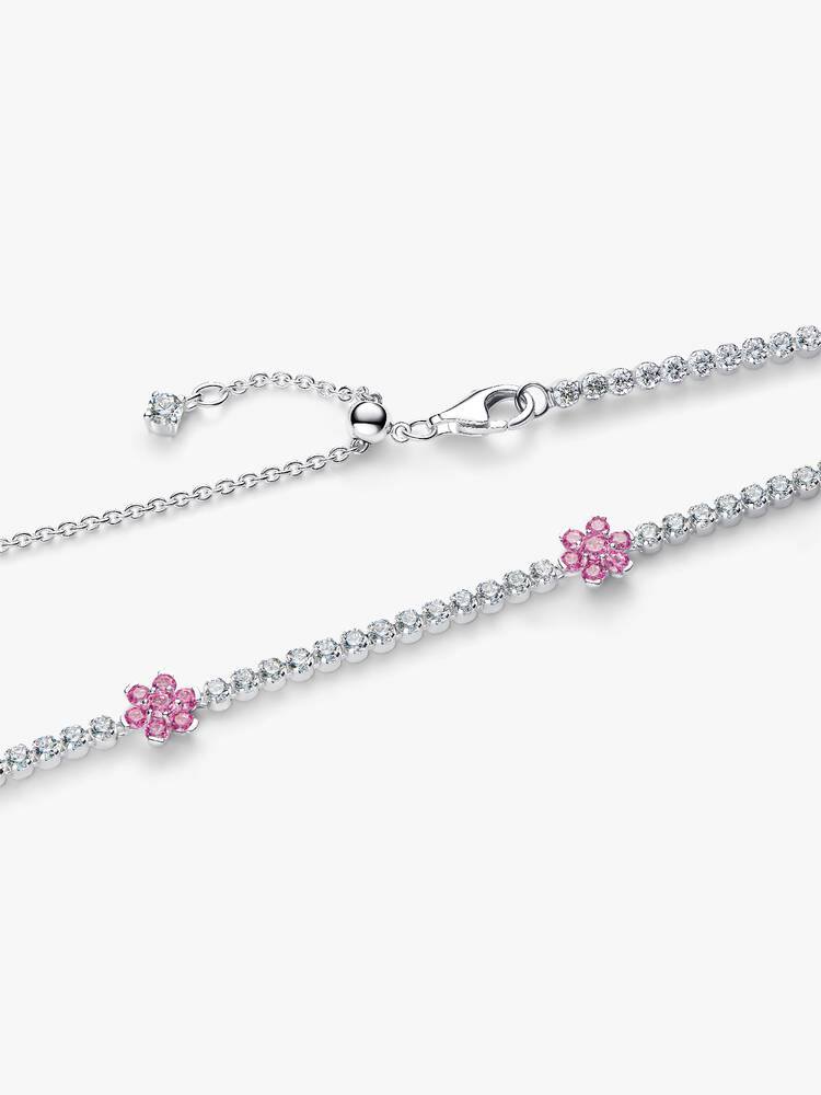 Pandora Pink Flower Tennis Necklace