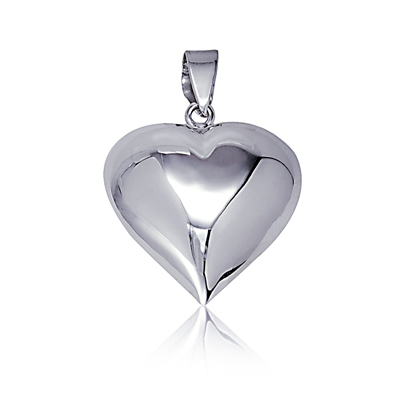 Sterling Silver 18mm Hollow Puff Heart