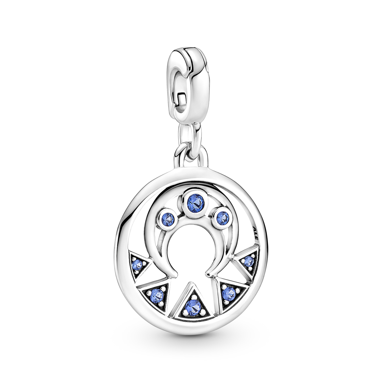 Pandora Me Silver Moon Power Medallion w Blue Crystal