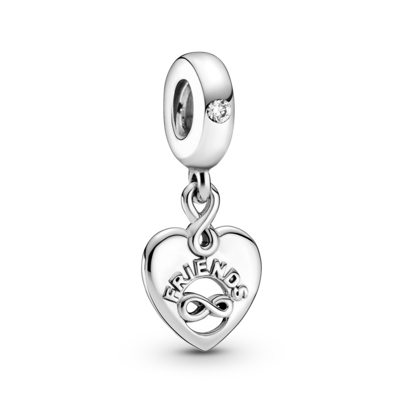 Pandora Friends and infinity heart sterling silver dangle with clear cubic zirconia