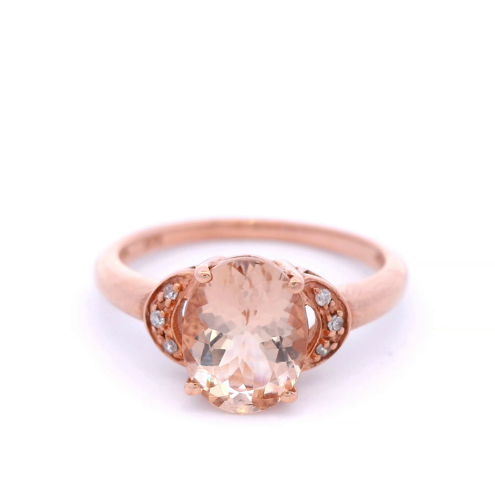 Cushion Cut Morganite and Diamond Ring in Rose Gold