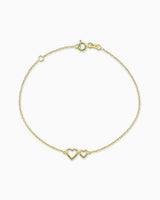 Petite Hearts Bracelet in Yellow Gold
