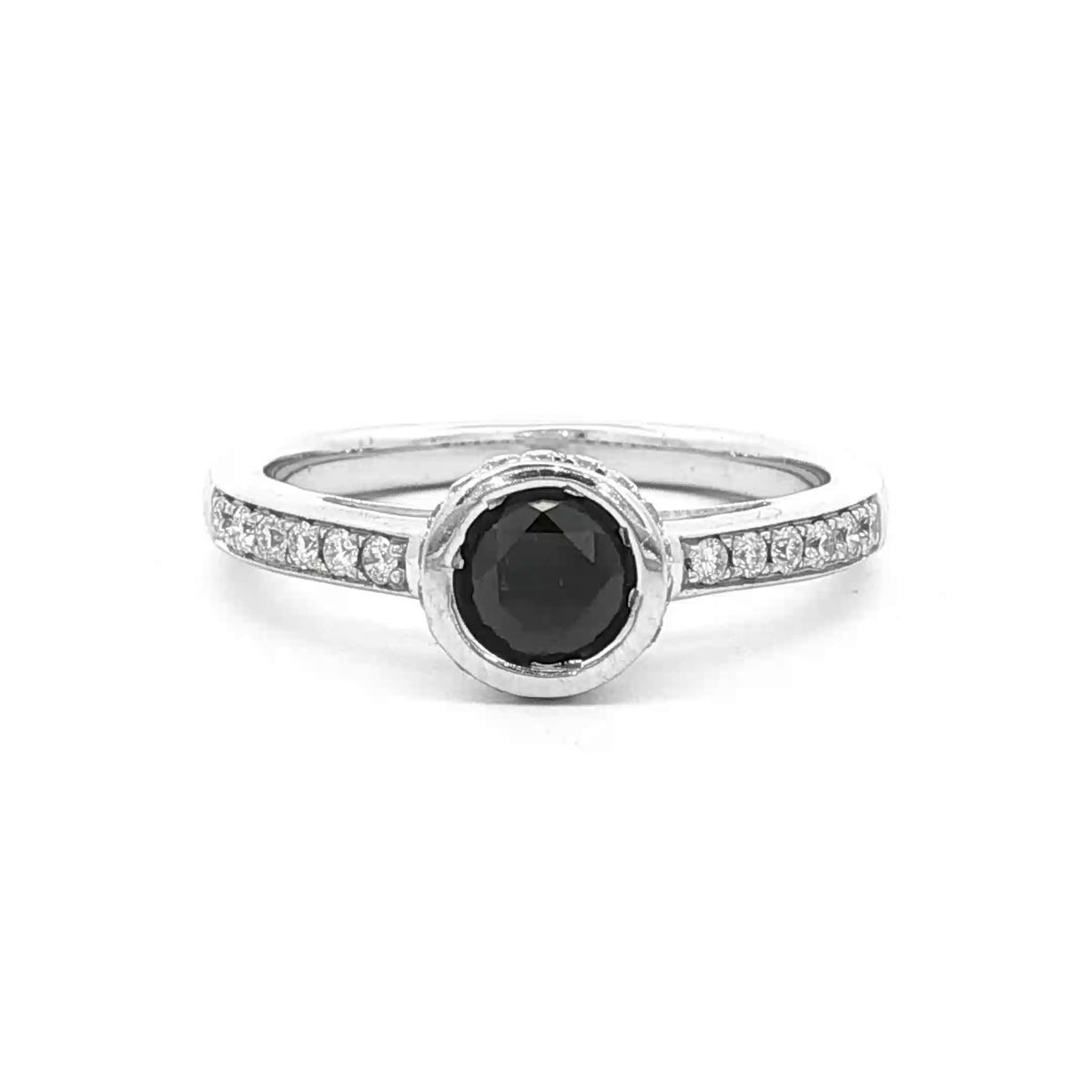 Black Diamond Ring in 18 Carat White Gold