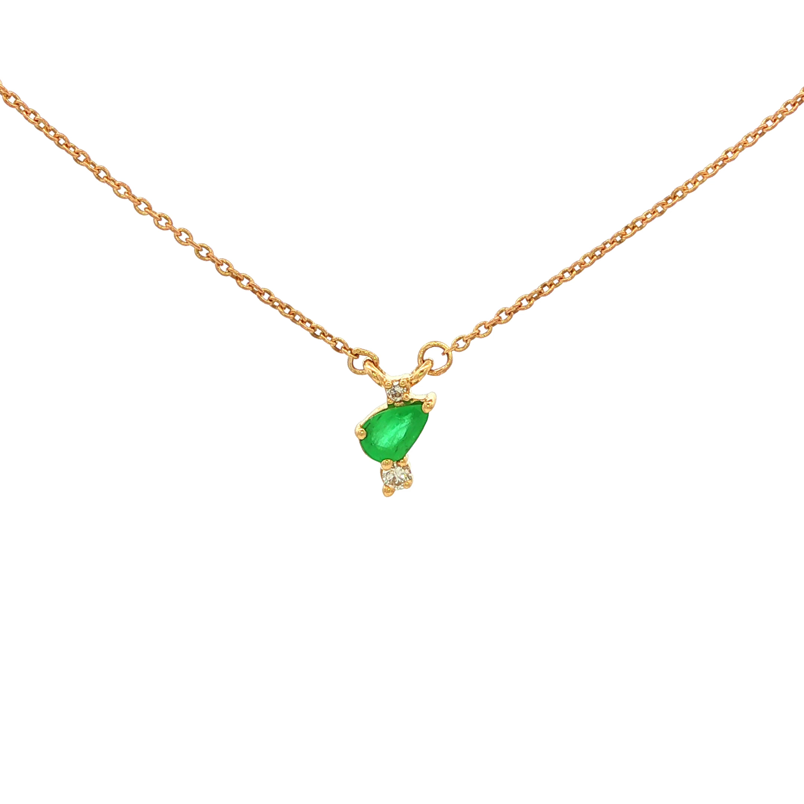 Pear Emerald Necklace in Yellow Gold