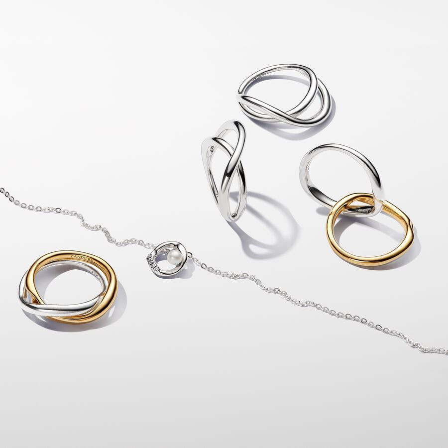 Pandora Two-tone Entwined Bands Ring