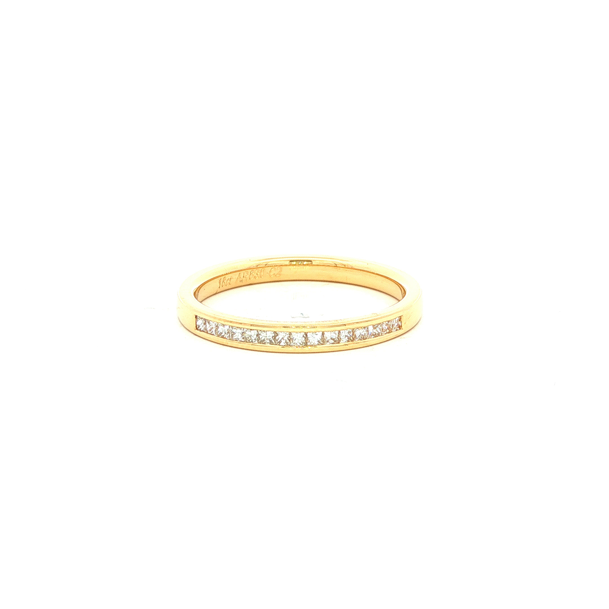 Straight Chanel Set Diamond Wedding Band in Yellow Gold