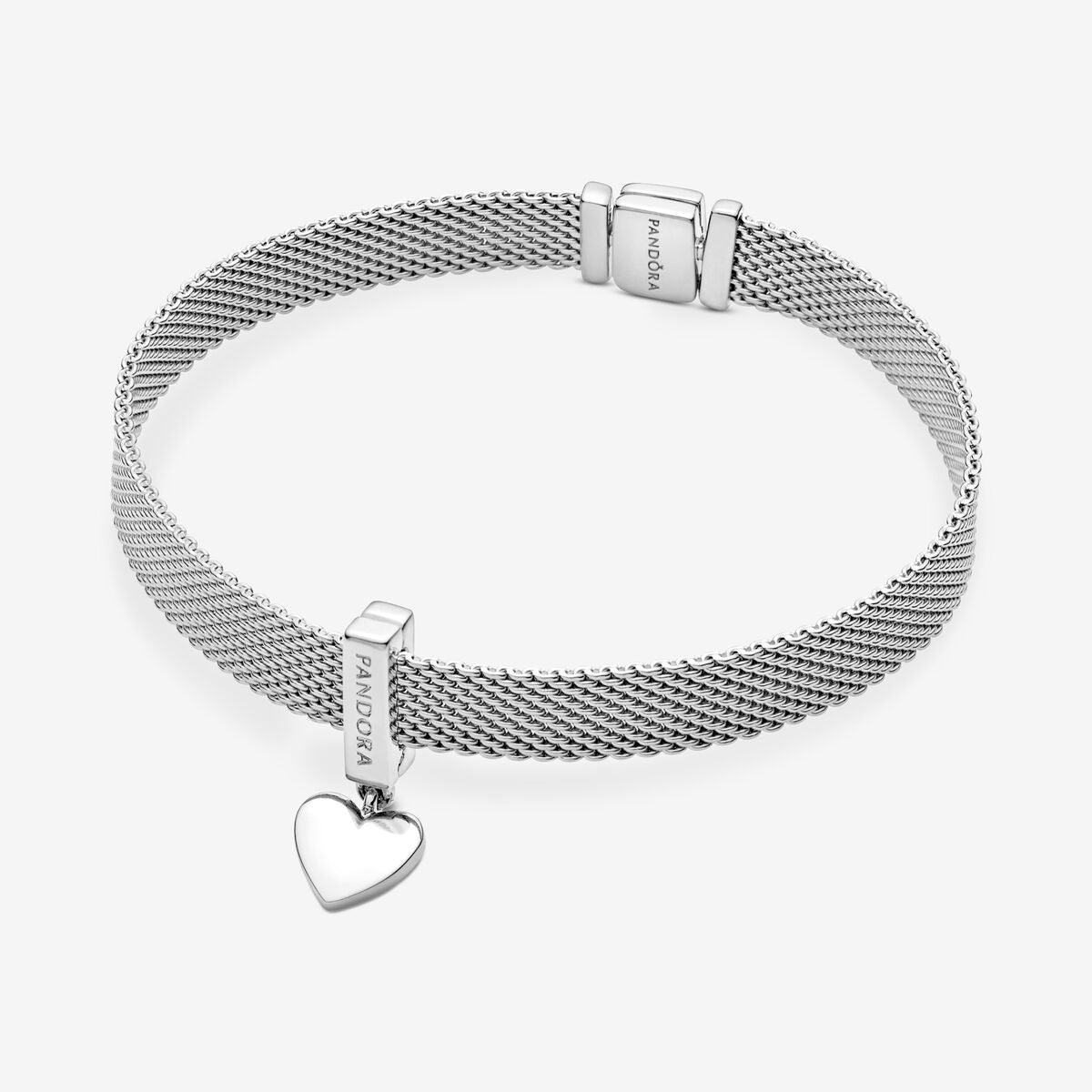 PANDORA Reflexions dangling heart silver clip charm