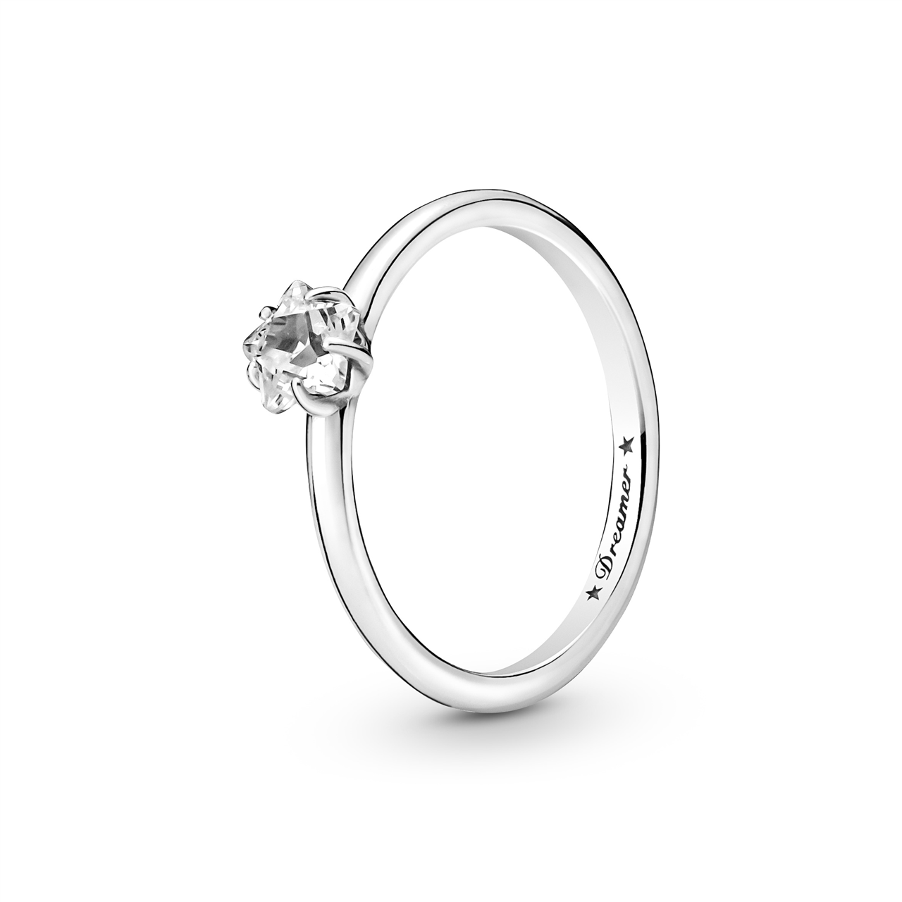 Star sterling silver ring with  clear cubic zirconia
