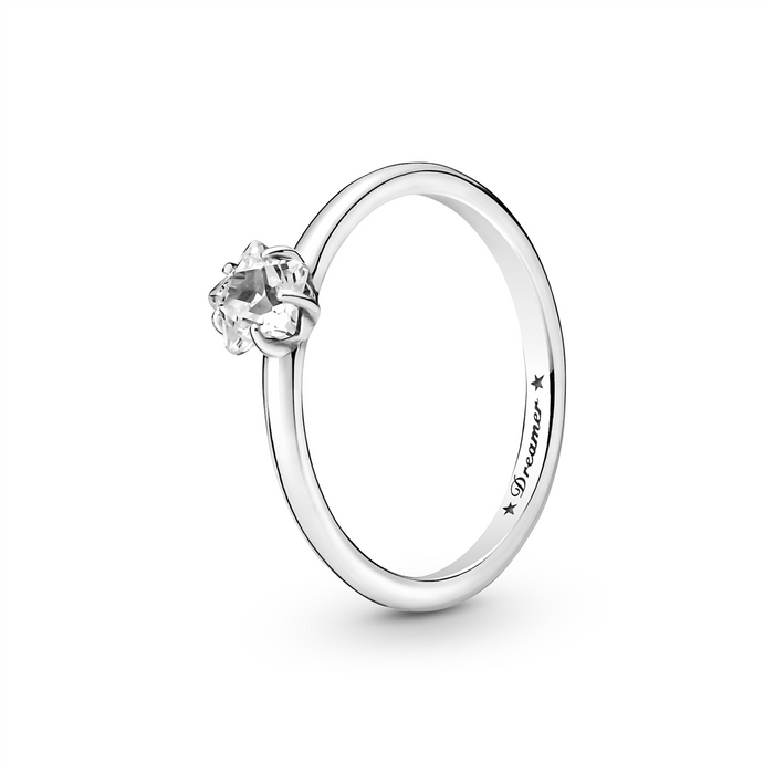 Star sterling silver ring with  clear cubic zirconia