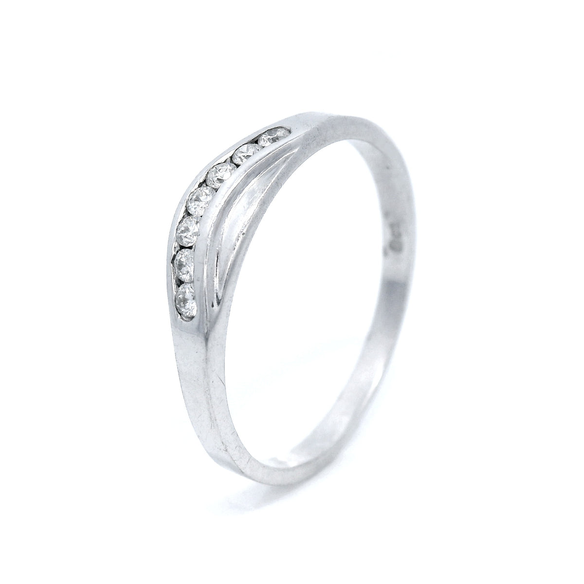 Curved Channel Diamond Eternity Ring in White Gold