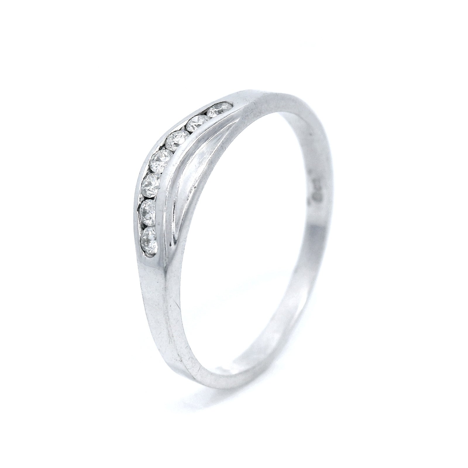 Curved Channel Diamond Eternity Ring in White Gold