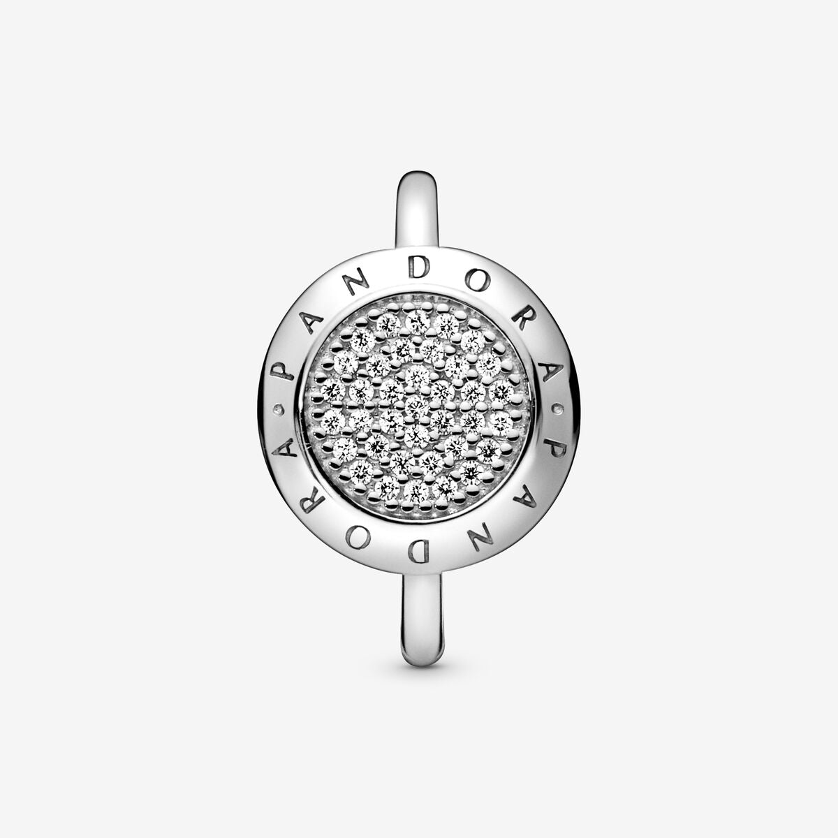 PANDORA logo silver ring with cubic zirconia - 54