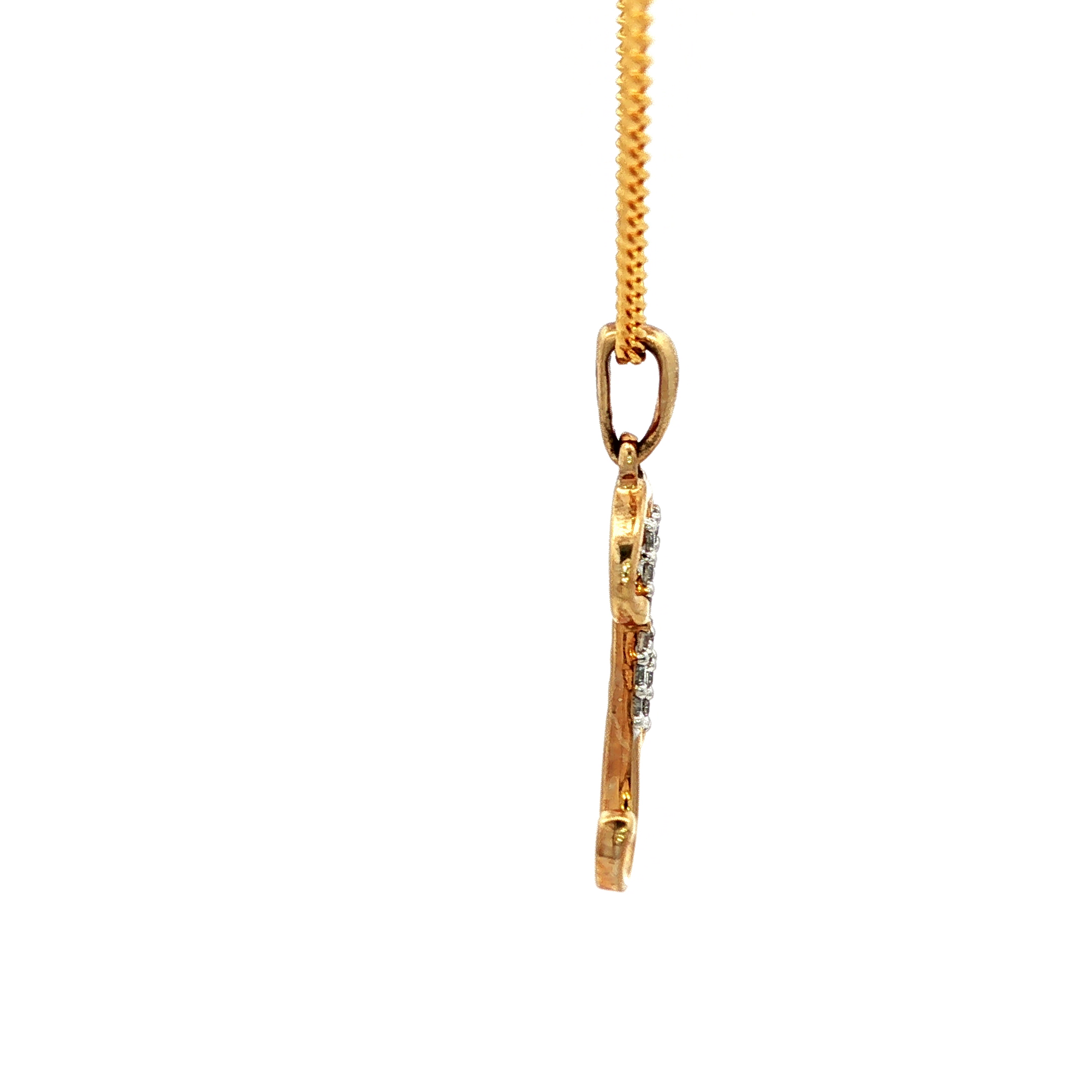 Yellow Gold "B" Diamond Letter Charm Necklace