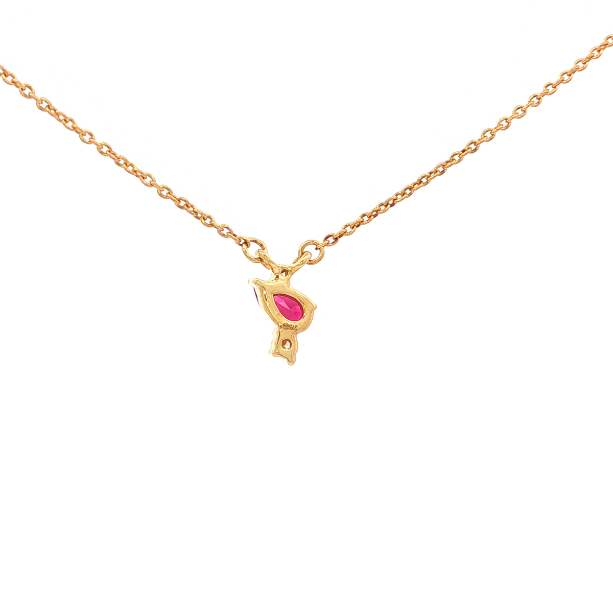 Pear Pink Toumaline Necklace in Yellow Gold