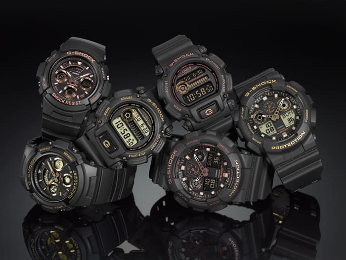 Casio Men's Digital Black and Gold Resin Strap G-Shock Watch DW9052GBX1A9