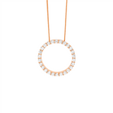 Ellani Sterling Silver 15mm Circle Pendant with Cubic Zirconias