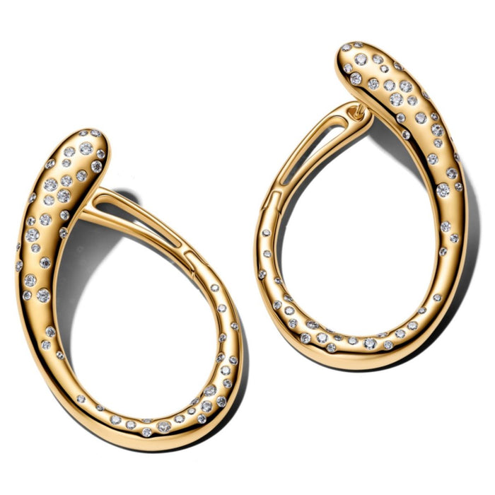 Pandora Two Tone Open Hoop Earrings
