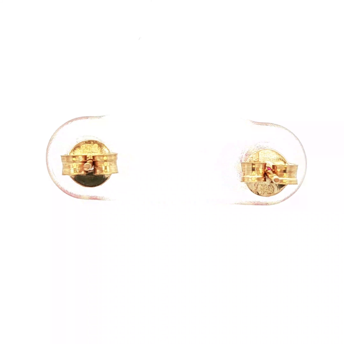 Gold Stud Earrings with Cabochon Red Ruby