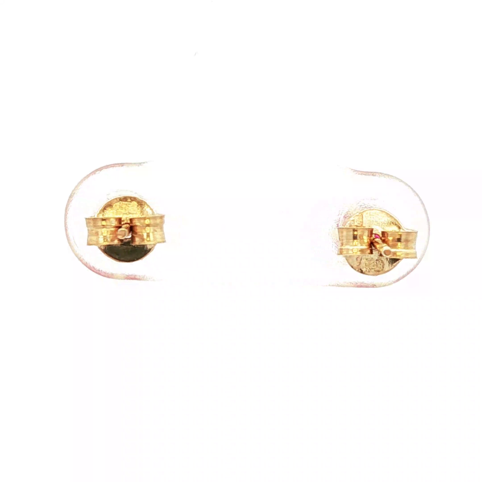 Gold Stud Earrings with Cabochon Red Ruby