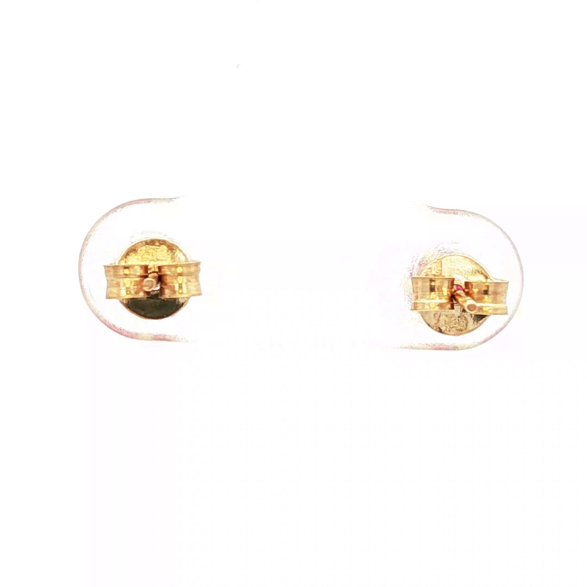 Gold Stud Earrings with Cabochon Red Ruby