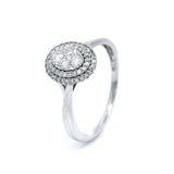 Diamond Halo Cluster Ring in White Gold