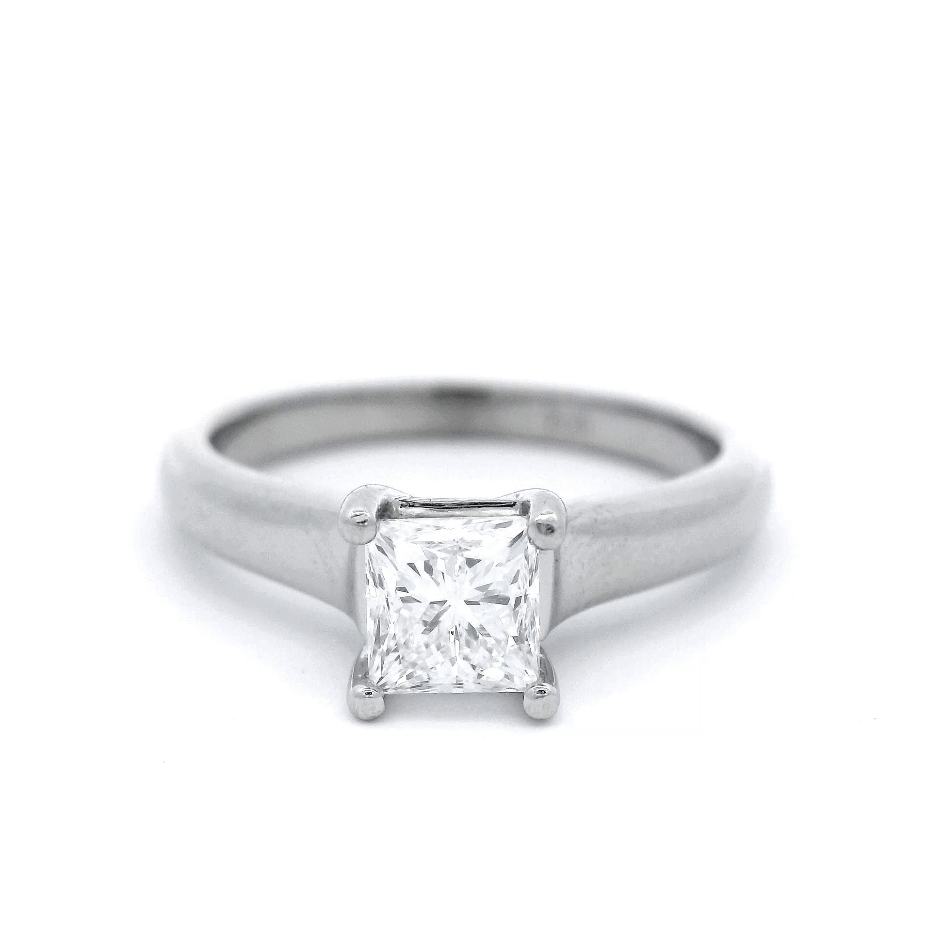 Claw Set Princess Cut Diamond Ring Set in White Gold