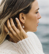 Kirstin Ash Pearl Drop Hoops 18ct Gold Plated