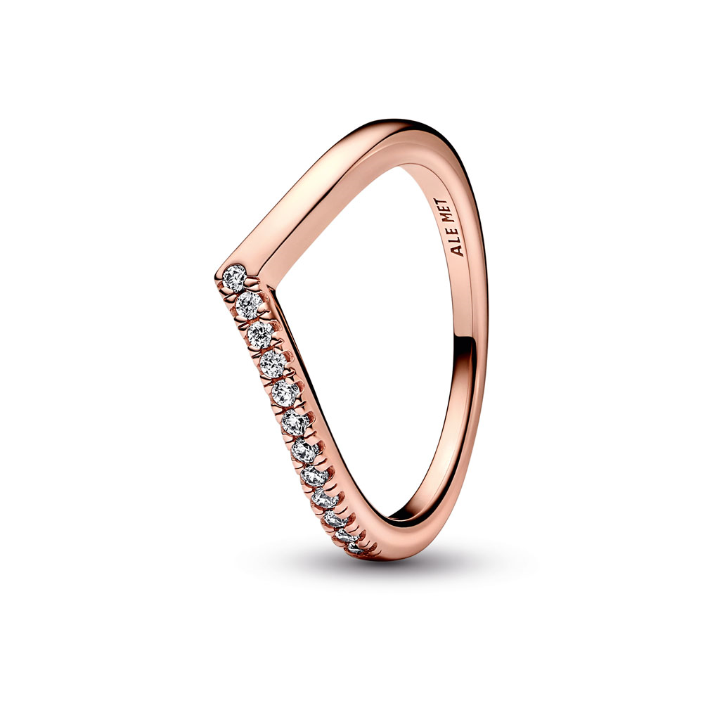 Wishbone 14k rose gold-plated ring with clear cubic zirconia