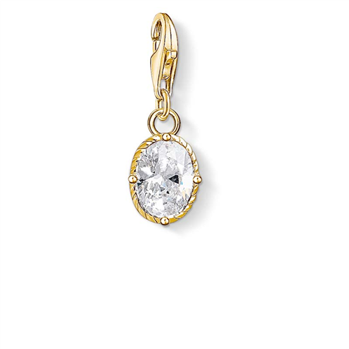 Thomas Sabo Gold Plated Charm Club White Stone Charm