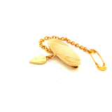 Heart Charm Embossed Children Brooch in Yellow Gold