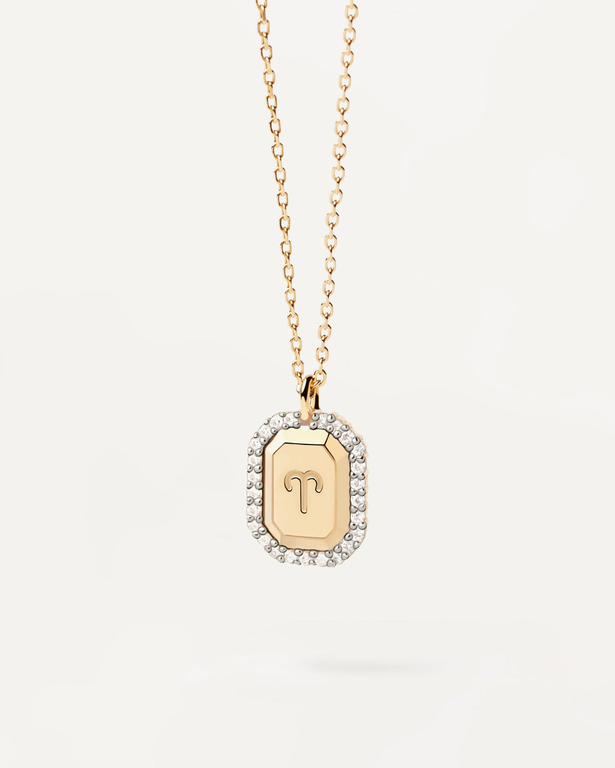 PDPAOLA Capricorn Necklace Engraved In Octagonal Pendant
