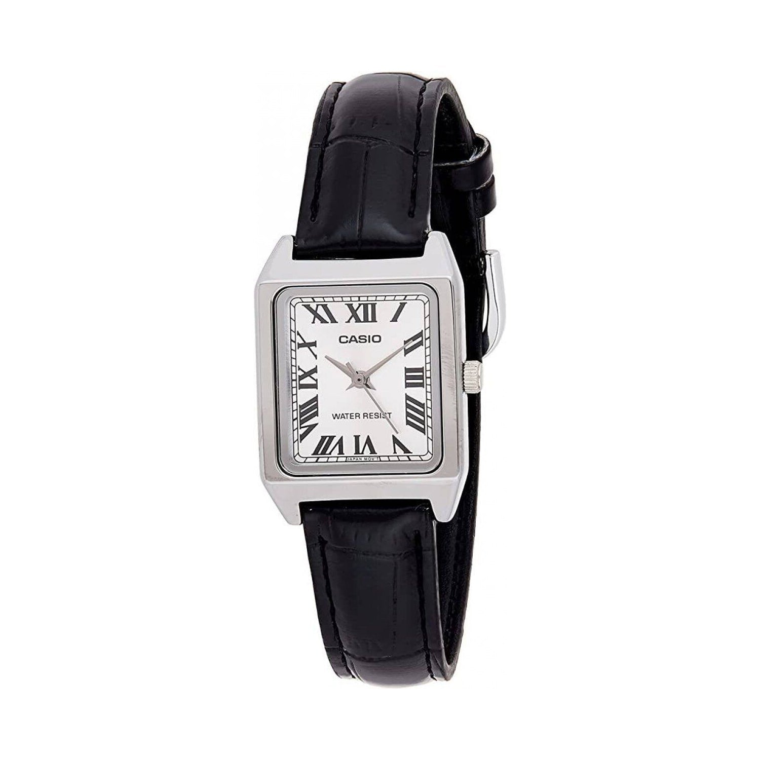 Casio Vintage Stainless Steel Black Leather Strap Watch LTPV007L-7B1