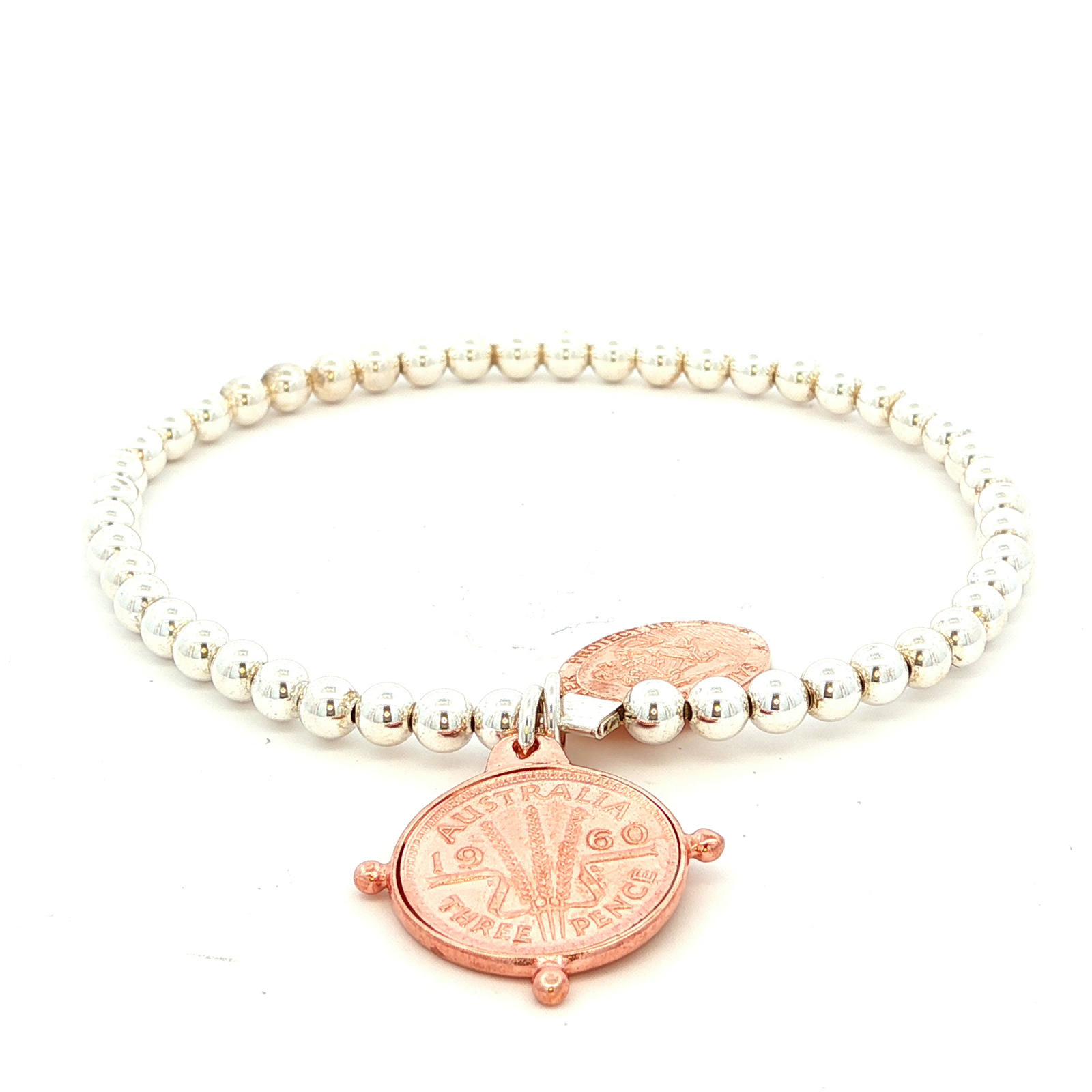 Von Treskow Stretch Ball Bracelet With Threepence Coin