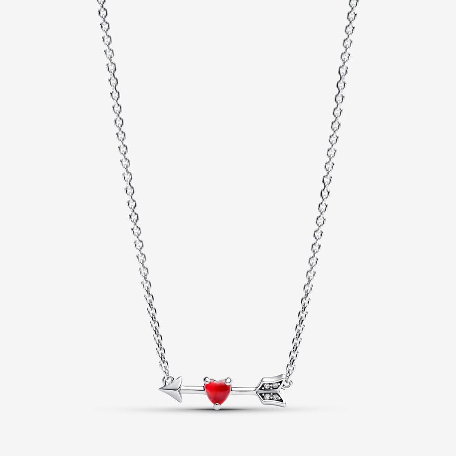 Arrow & Murano Glass Heart Necklace
