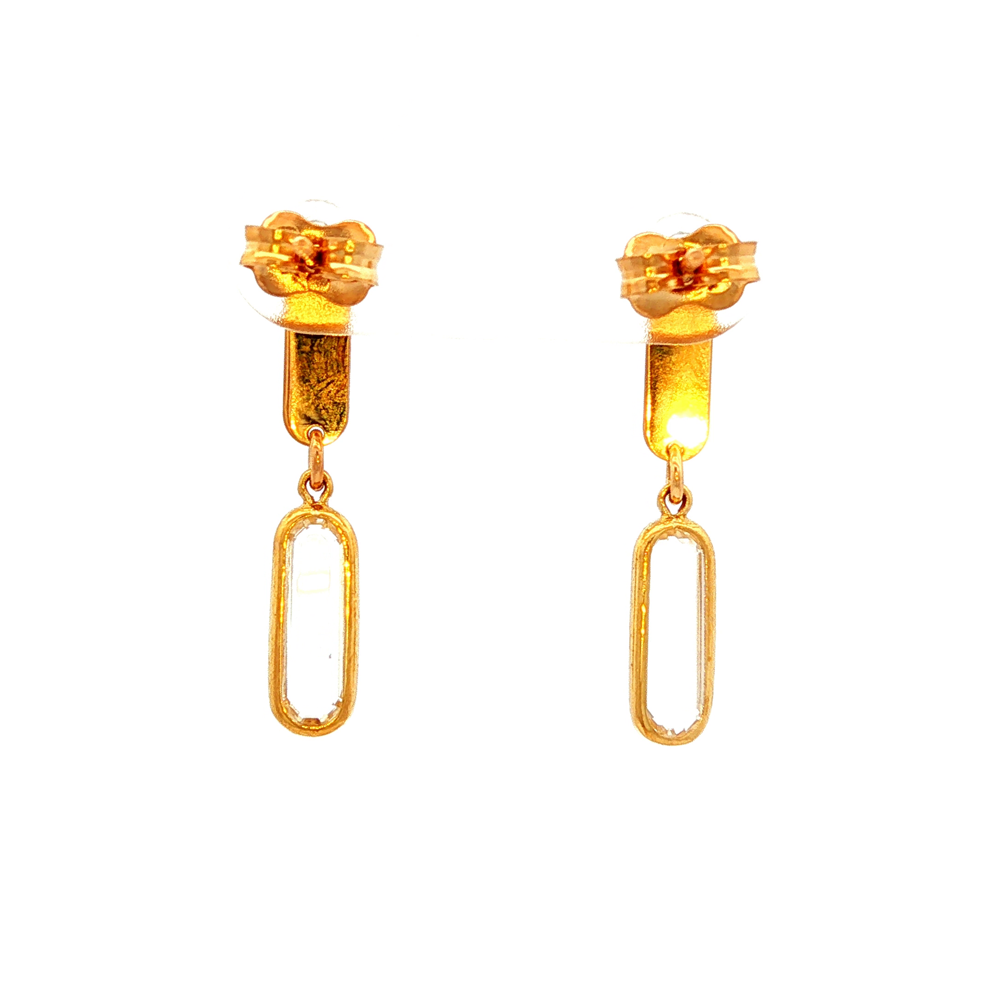 Flat Bar/Paper Clip Drop Earrings in Yellow Gold