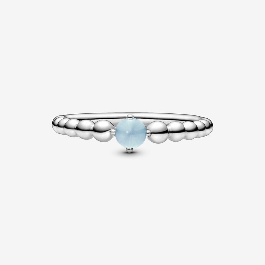 December Sky Blue Silver Ring with Man-Made Sky Blue Crystal