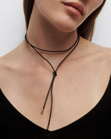 PDPaola Dana Leather Bow Necklace