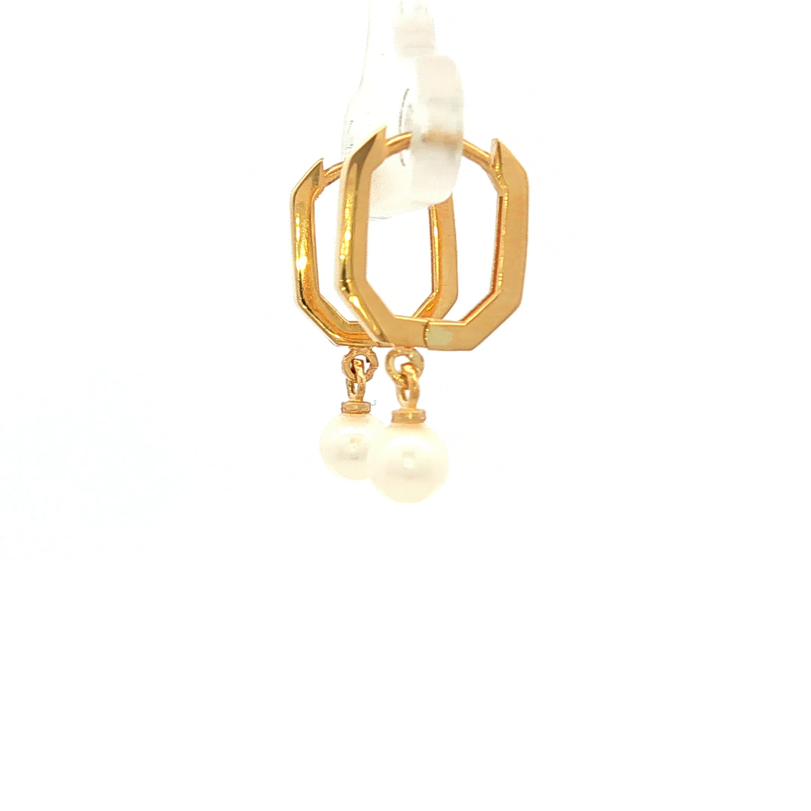 Round Pearl Drop Earrings in Yellow Gold