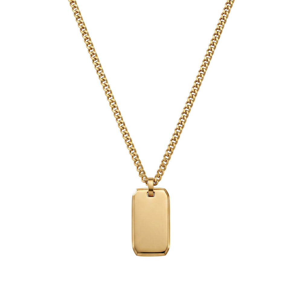 Stainless Steel Matt Cuban Chain with Brushed Matte Finish Tag Pendant Necklace