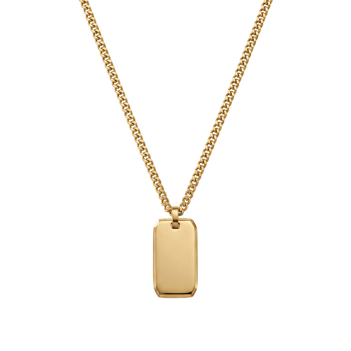 Stainless Steel Matt Cuban Chain with Brushed Matte Finish Tag Pendant Necklace