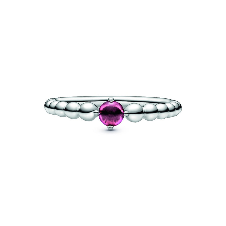 July Passionate Red Silver Ring with Man-Made Red Crystal