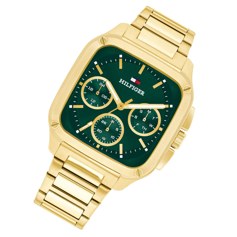 Tommy Hilfiger Gold Steel Green Dial Multi-function Men's Watch