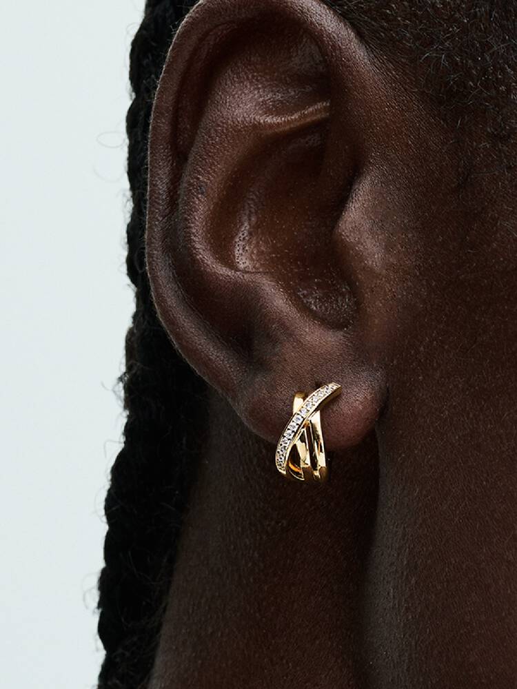 Pandora Crossover Pavé Hoop Earrings