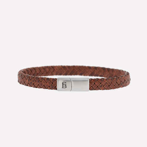 Riley - Caramel -  Leather Box Braided Bracelet