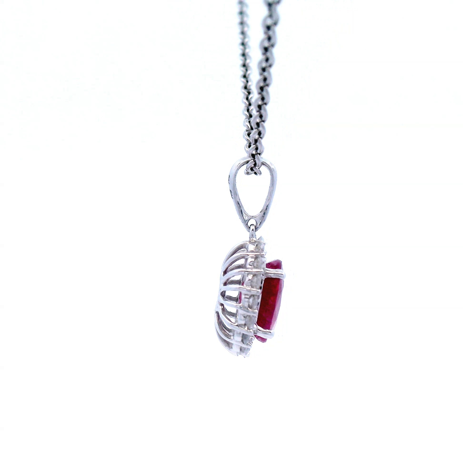 Ruby PendantSet in White Gold and White Gold Chain